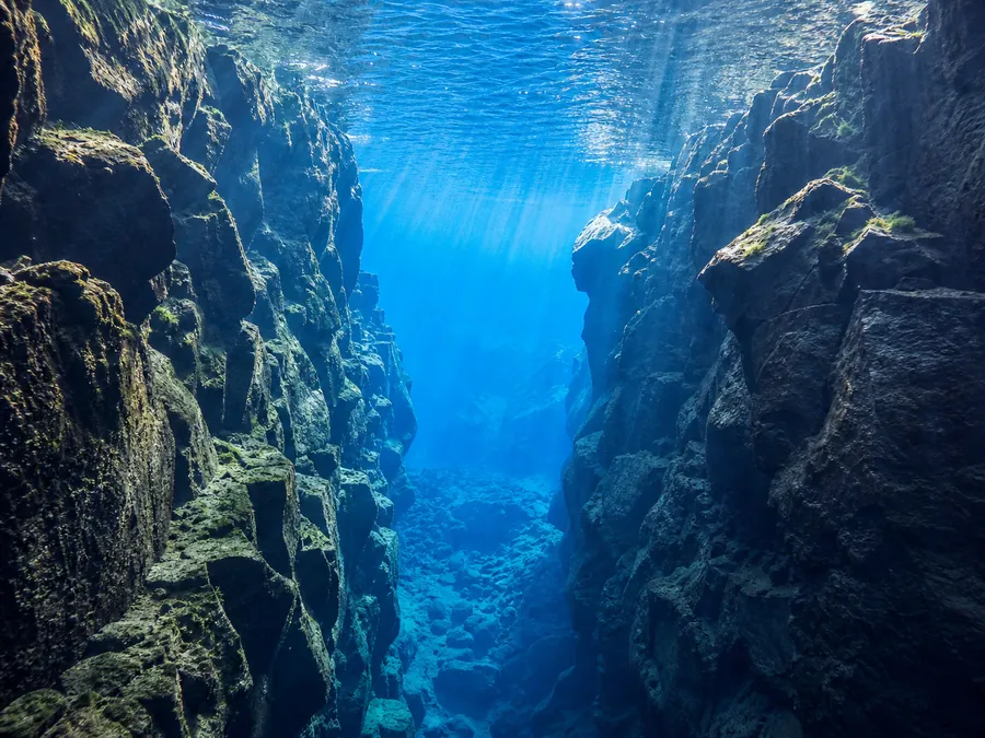 The glacial fissure at Silfra, Iceland
